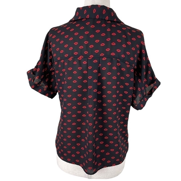 Abound Red Lips Button Down Top - Picture 4 of 9